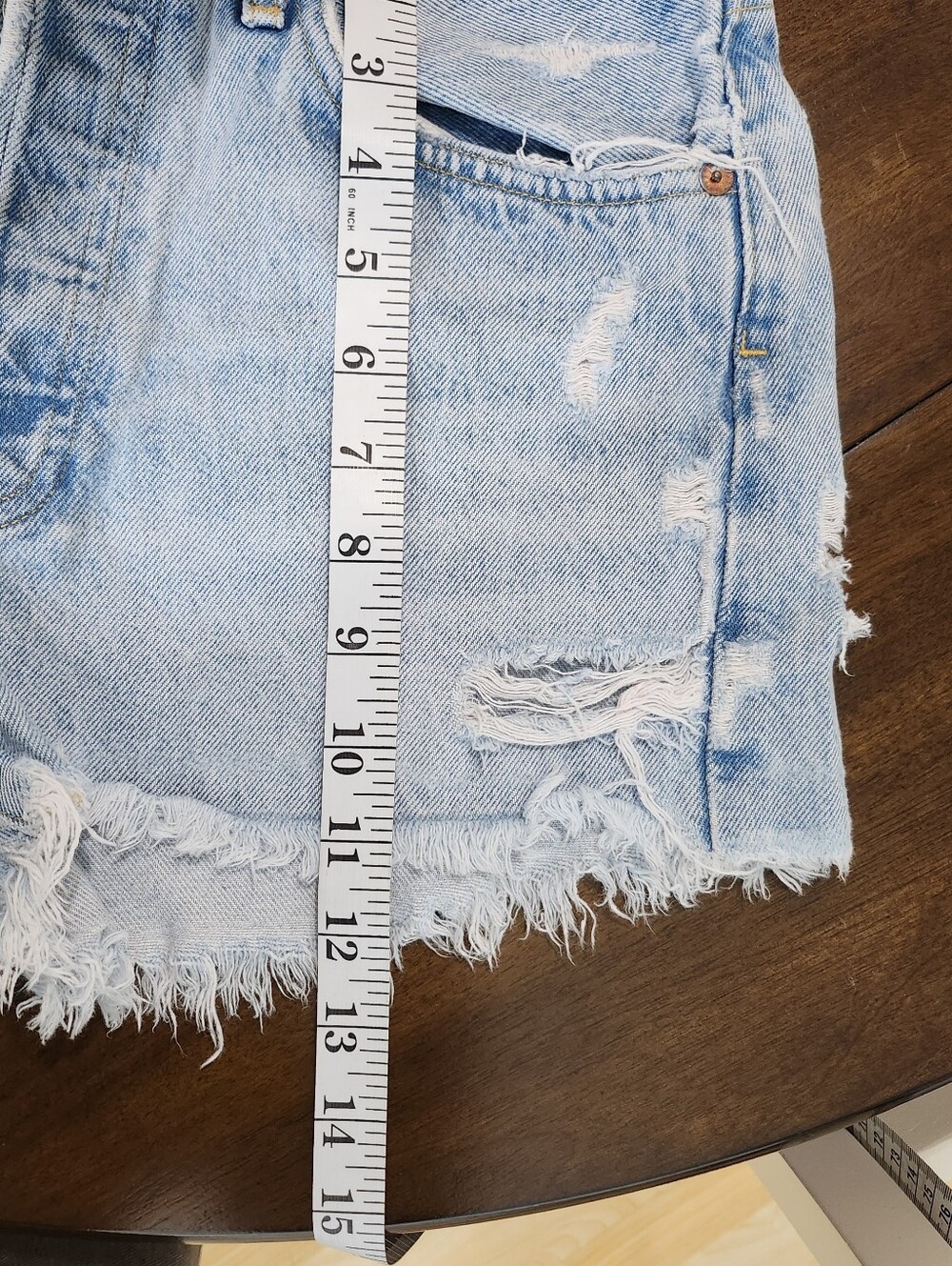 Agolde Light Wash Distressed Denim Cutoff Shorts - Picture 7 of 7